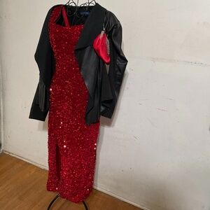 Red sequin dress